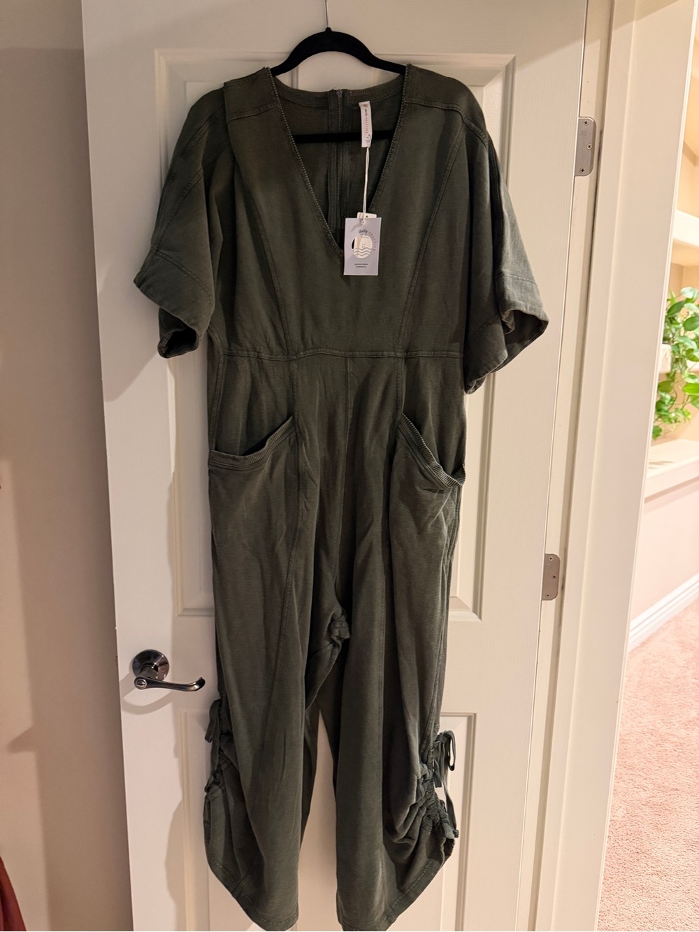 Daily Practice by Anthropologie Moss Green Horizon Wide-Leg Jumpsuit - Picture 4 of 7